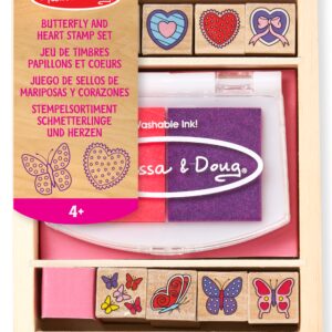 Melissa & Doug - Дървени печати - Сърчица и пеперудки