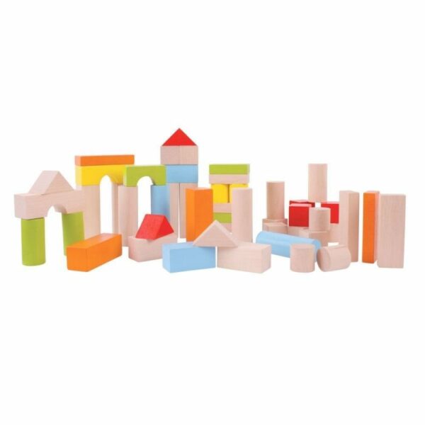 Bigjigs - Дървени многоцветни блокчета - 50 части