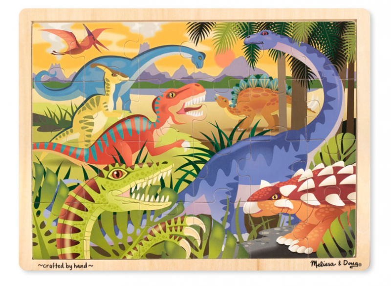 Melissa & Doug - Дървен пъзел в рамка - Динозаври - 24 части Melissa & Doug - Дървен пъзел в рамка - Динозаври - 24 части
