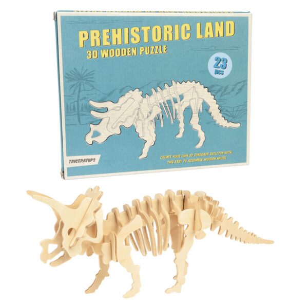 Rex London - Дървен 3D пъзел - Праисторическа земя - Трицератопс