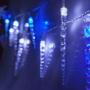 сини Коледни лампички ледени висулки