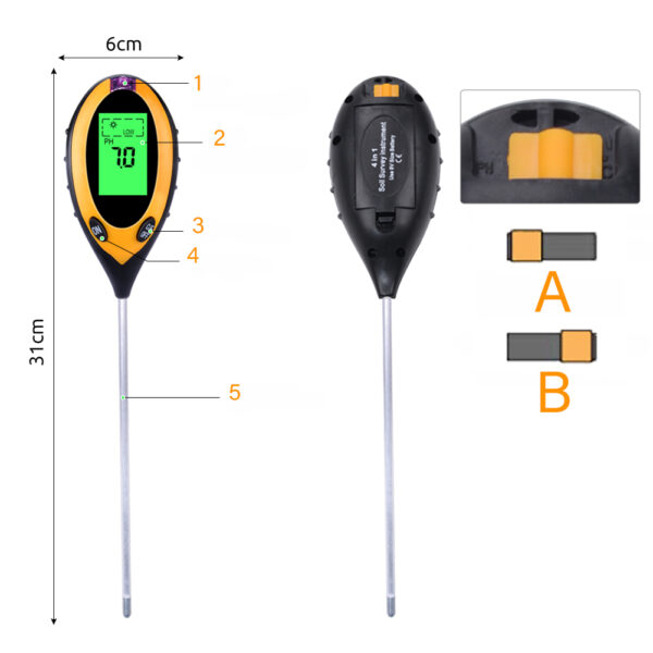 Уред за измерване на влажност температура светлина и PH на почвата 2