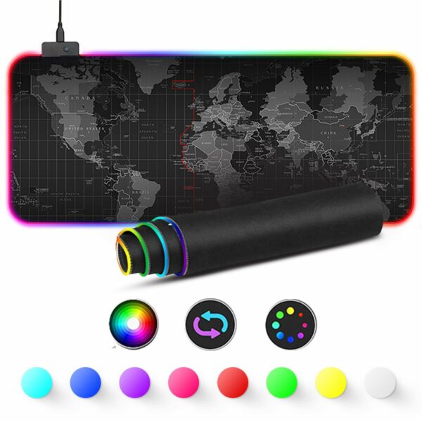 Светеща подложка за лаптоп RGB-1 - Карта на света - 80х30 см.